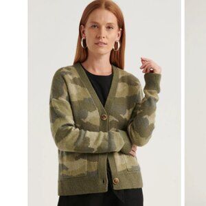 NEW Lucky Brand Camo Button Long Sleeve Cozy Cardigan Large